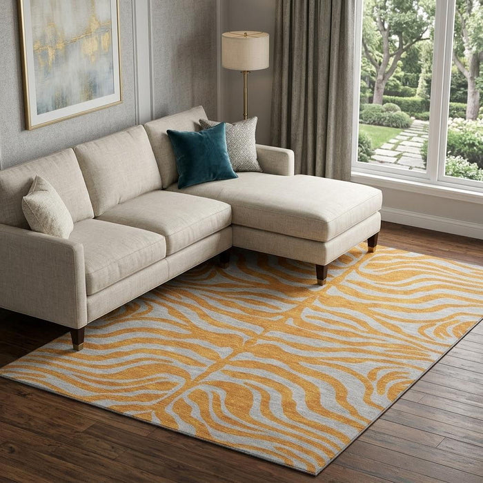 10' X 14' Animal Print Washable Area Rug With UV Protection (681839) - Orange / Gray