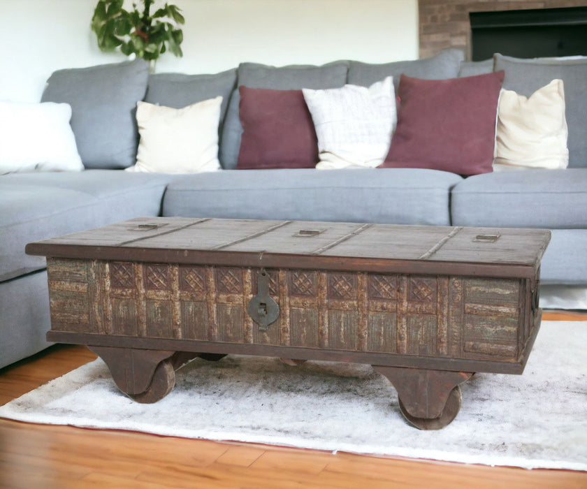 Wheel Antique Coffee Table - Brown