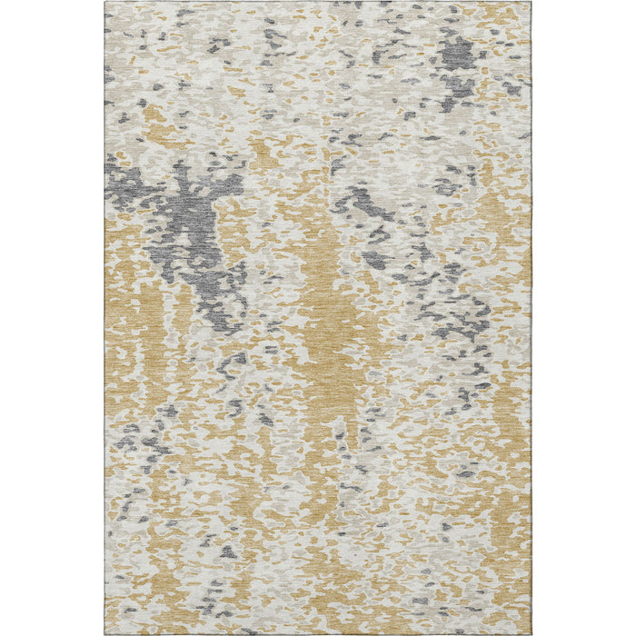 10' X 14' Abstract Washable Area Rug With UV Protection (675114) - Gold / Ivory / Gray