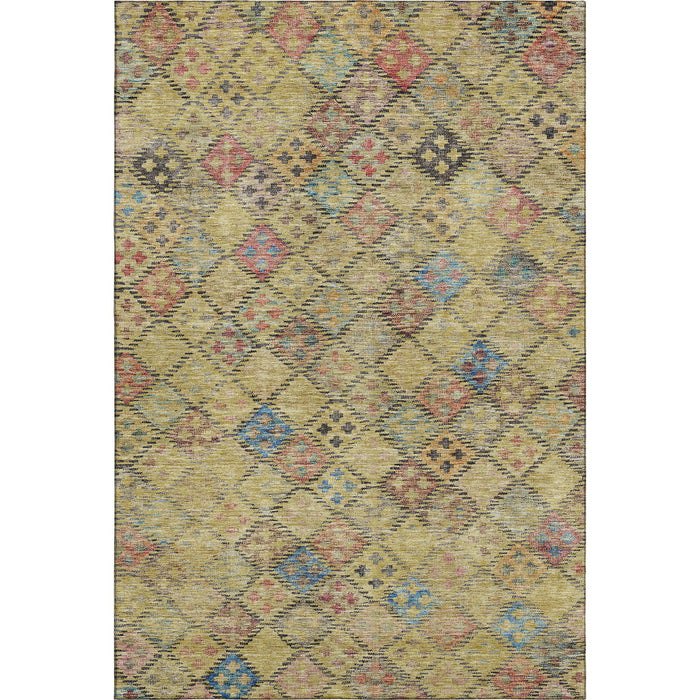 10' X 14' Geometric Washable Area Rug With UV Protection (683818) - Gold / Blue / Copper