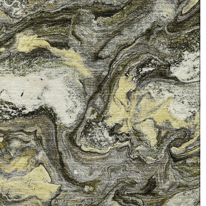 10' X 14' Abstract Washable Area Rug With UV Protection (714727) - Pewter / Gold