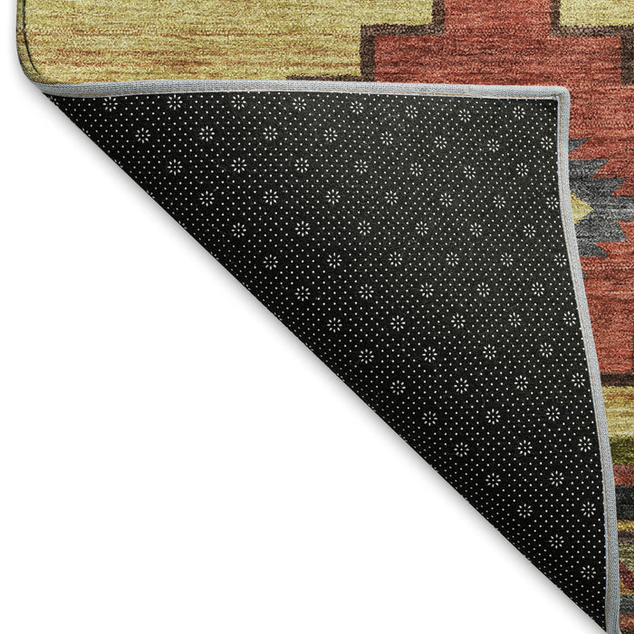 10' X 14' Geometric Washable Area Rug With UV Protection - Rust