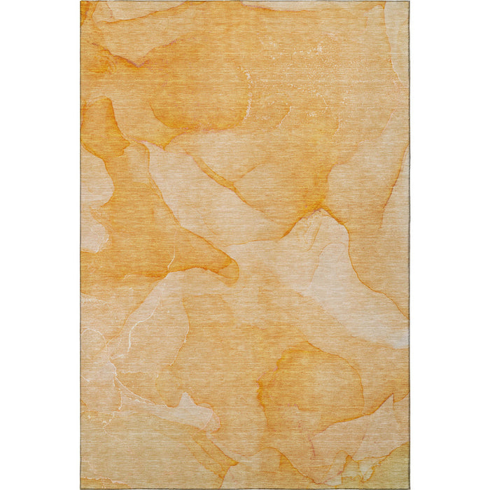 8' X 10' Abstract Washable Area Rug With UV Protection (646946) - Orange / Ivory