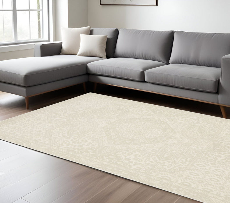 8' X 11' Medallion Area Rug - Ivory And Beige