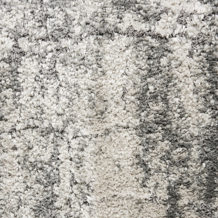 8' X 10' Abstract Shag Distressed Area Rug - Charcoal And Ivory