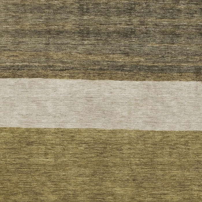 10' X 14' Striped Washable Area Rug With UV Protection (695096) - Coffee / Ivory / Gray