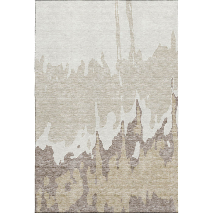 10' X 14' Abstract Washable Area Rug With UV Protection (676134) - Ivory / Beige / Khaki