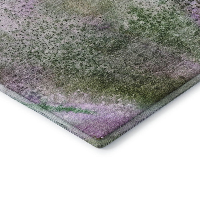 9' X 12' Abstract Washable Area Rug With UV Protection (646803) - Purple / Green