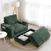 Giga oversized chaise lounge indoor rabbit fur sofa bed with storage ottoman, armrests, cup holders, and deep seat for comfort.