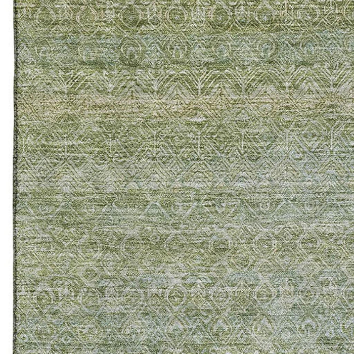 10' X 14' Striped Washable Area Rug With UV Protection (718037) - Sage / Gray