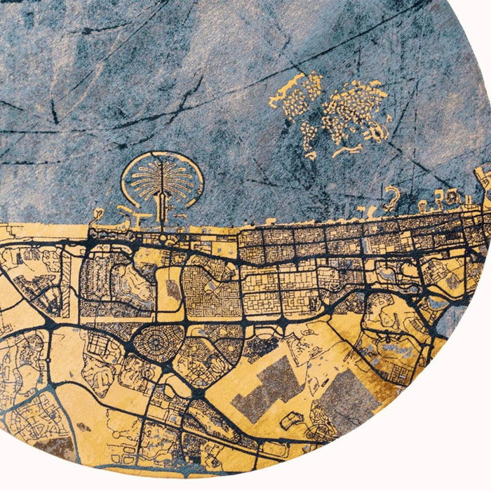 9' X 13' Abstract Washable Area Rug With UV Protection (610085) - Gold / Blue