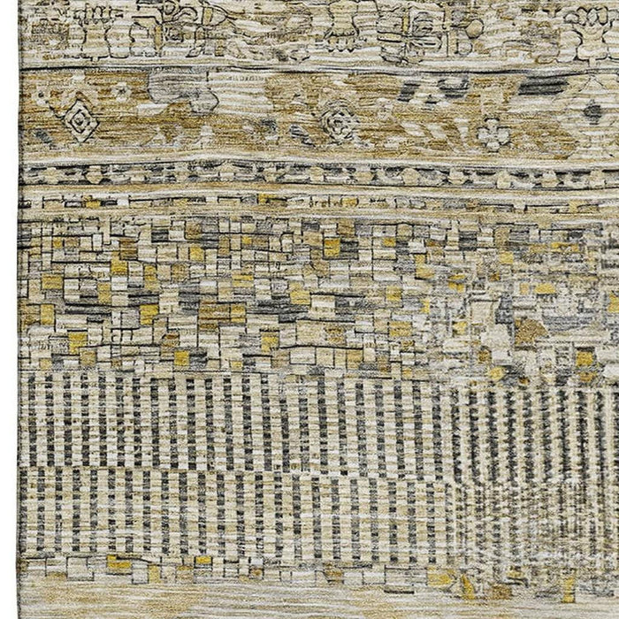 10' X 14' Striped Washable Area Rug With UV Protection (705203) - Brown / Beige / Gray