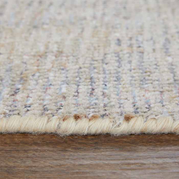 8' X 10' Floral Hand Woven Distressed Area Rug With Fringe - Ivory