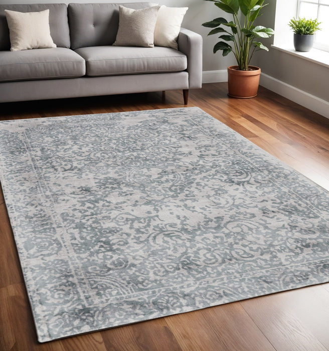 5' x 8' Abstract Hand Woven Area Rug - Blue And Gray