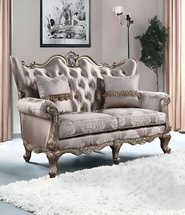 Silk Blend Loveseat And Toss Pillows - Pink / Platinum