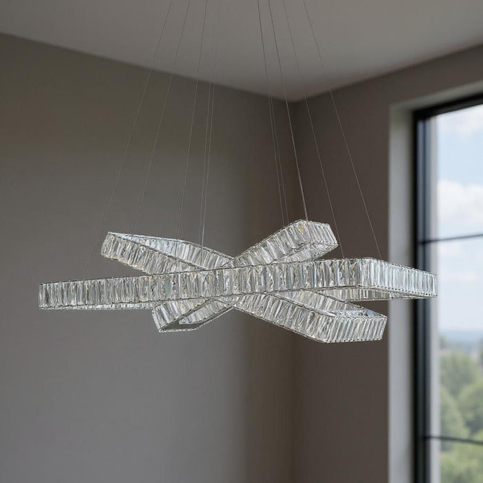 3 Light Crystal LED Dimmable Chandelier - Silver / Clear