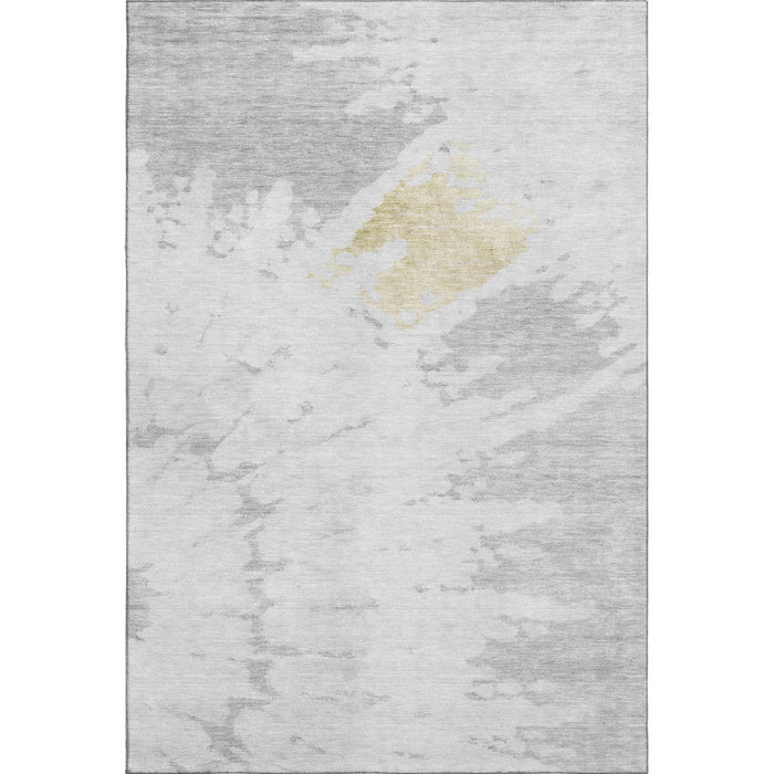 10' X 14' Abstract Washable Area Rug With UV Protection (651310) - Silver / Gold / Ivory