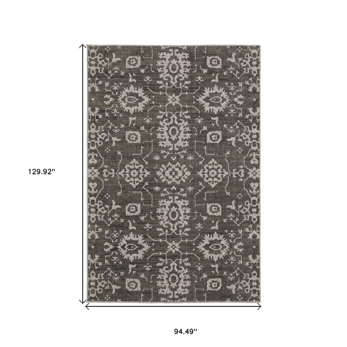 8' X 11' Oriental Area Rug - Gray And Ivory
