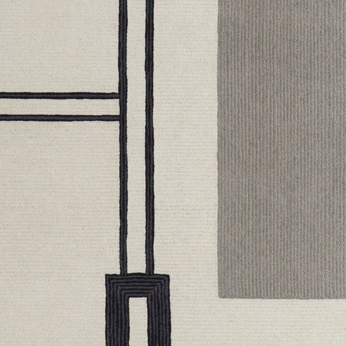 5' x 8' Wool Abstract Geometric Hand Tufted Area Rug - Gray And Ivory