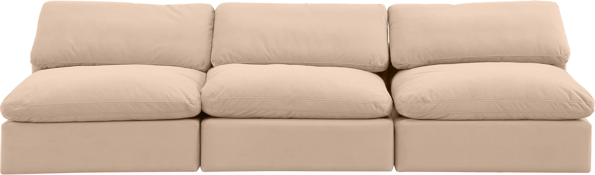 Comfy - Velvet Modular Armless Sofa 3 Seats