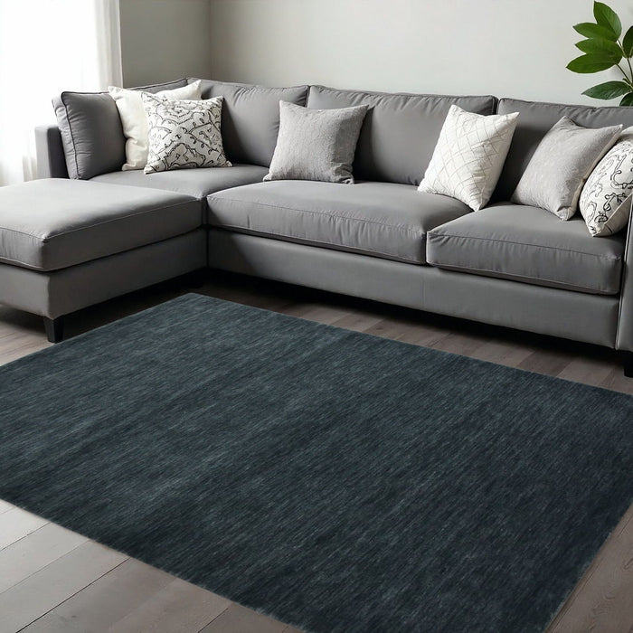 8' X 10' Wool Hand Woven Area Rug - Dark Gray