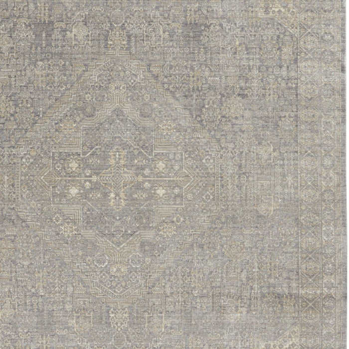 8' X 10' Floral Non Skid Area Rug With Fringe (553670) - Gray / Beige