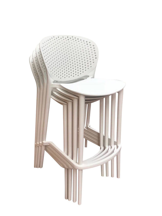30" Contemporary Heavy Duty Plastic Low Back Bar Height Bar Chairs (Set of 4) - White
