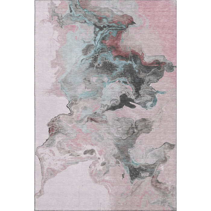 10' X 14' Abstract Washable Area Rug With UV Protection (697272) - Pink / Blue / Silver