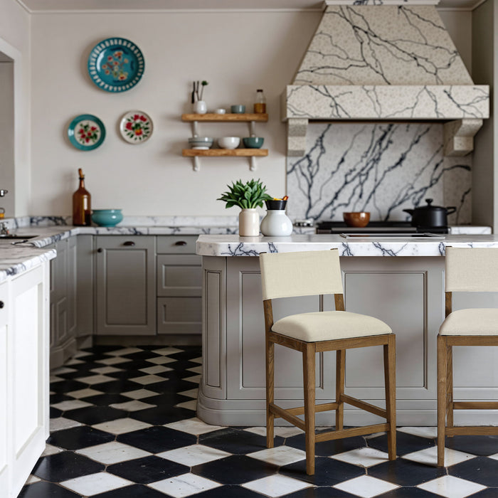 Avon - Linen Textured Performance Fabric Counter Stool