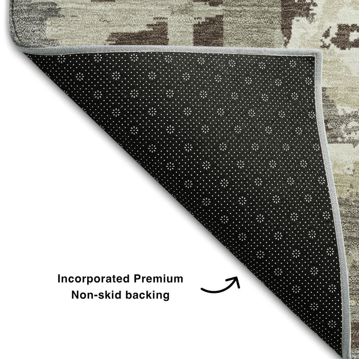 10' X 14' Geometric Washable Area Rug With UV Protection (667873) - Tan / Beige / Gray
