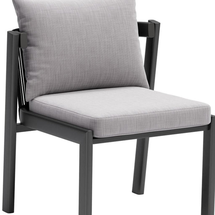 Slipcovered Aluminum Partially Open Back Dining Side Chairs (Set of 2) - Gray / Black