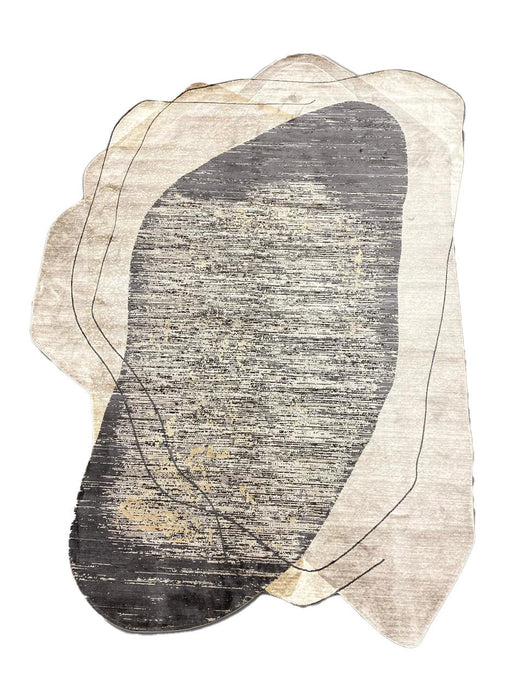 7' X 9' Abstract Distressed Area Rug (722639) - Black / Cream