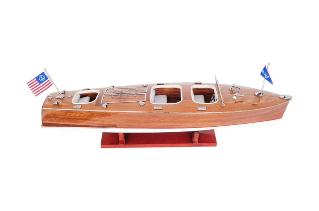 Hand Painted Model Boat Tabletop Sculpture (401867) - Brown