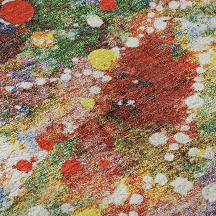 10' X 14' Floral Washable Area Rug With UV Protection (701647) - Ivory / Purple / Yellow