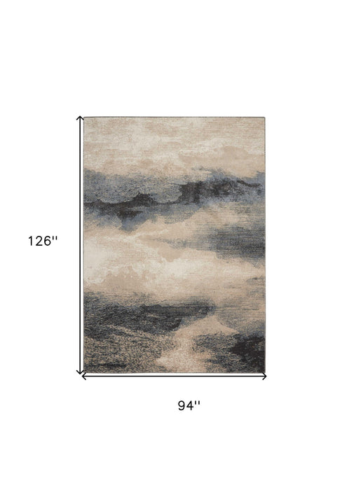 8' X 11' Abstract Non Skid Area Rug - Gray