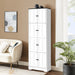 Giga tall accent storage cabinet with 8 doors and 4 shelves, wall-mounted unit for living room, kitchen, or office storage