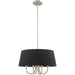 20-inch HomeRoots chandelier with four dimmable lights and pearl silver shades, featuring a nickel finish, ideal for elegant lighting.