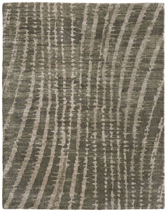 10' X 13' Abstract Area Rug - Green And Tan