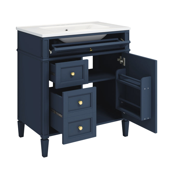 Giga bathroom vanity with medicine cabinet, modern storage with 2 soft-closing doors and 4 drawers, sleek and functional bathroom furniture