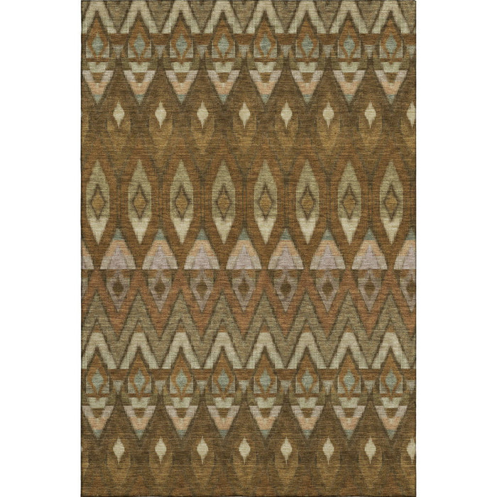 10' X 14' Southwestern Washable Area Rug With UV Protection (651899) - Brown / Sage / Beige