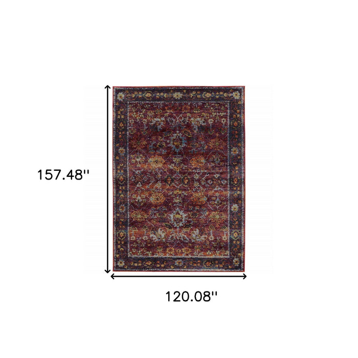 10' x 13' Oriental Power Loom Area Rug - Red Purple