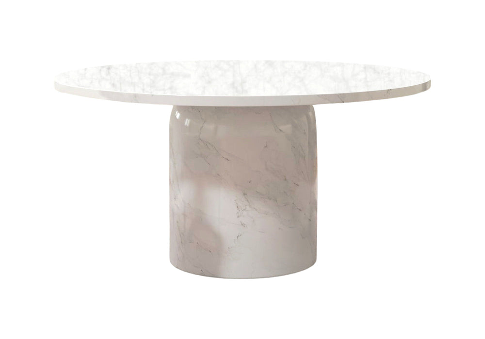 60" Marble Pedestal Base Round Top Dining Table - Gray / White