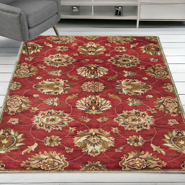 5' x 8' Hand Tufted Traditional Floral Indoor Area Rug - Red