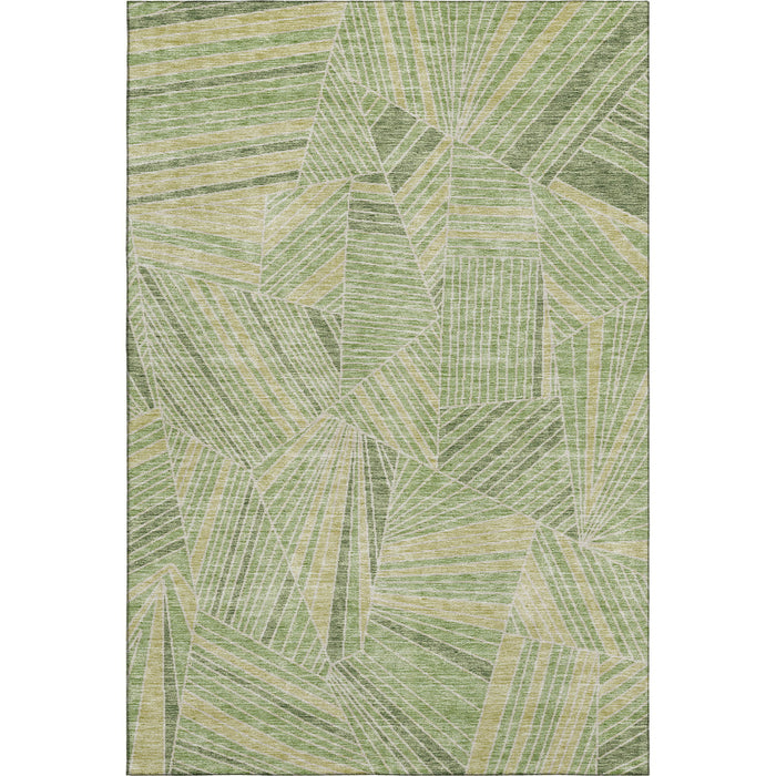 10' X 14' Geometric Washable Area Rug With UV Protection (672773) - Green / Beige