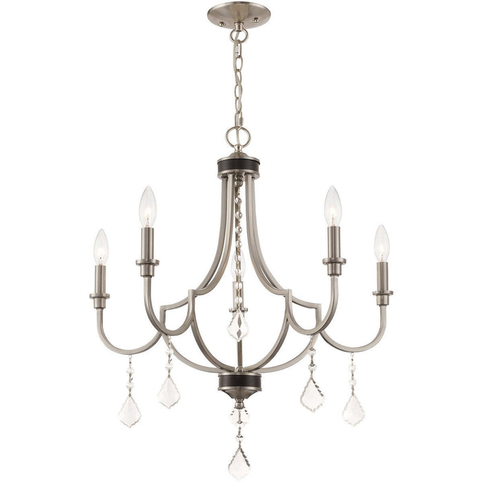 27'' Five-Light Dimmable Chandelier With Shades - Nickel