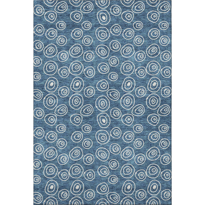 10' X 14' Polka Dot Washable Area Rug With UV Protection - Blue And Ivory