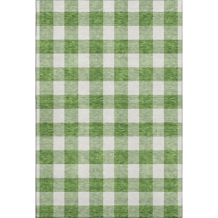 10' X 14' Plaid Washable Area Rug With UV Protection (673381) - Green / Ivory