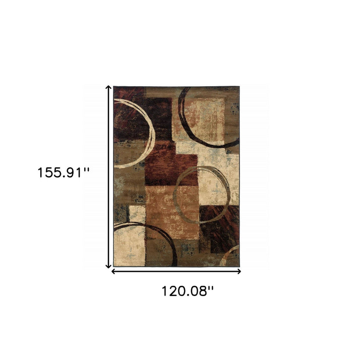 10' x 13' Abstract Geometric Area Rug - Brown And Black
