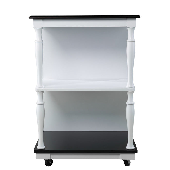 39" Rolling Kitchen Island With Storage - Black / White