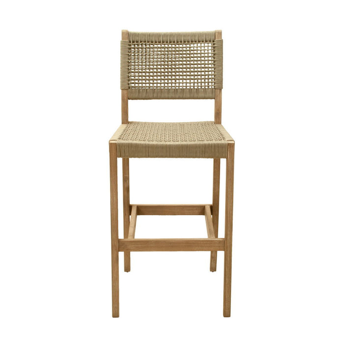 Solid Wood Low Back Bar Height Bar Chair - Beige